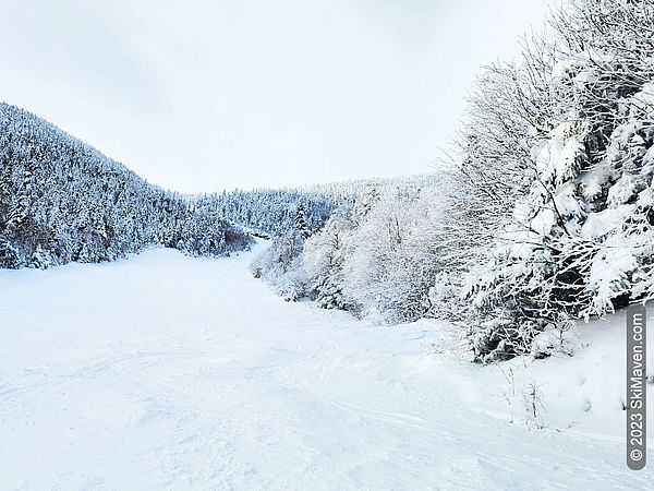 Snowy wide ski slope