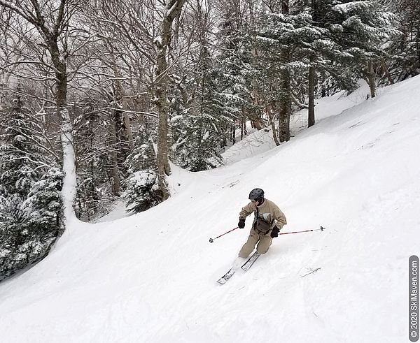 Photo of a telemark skier on a natural snow trail