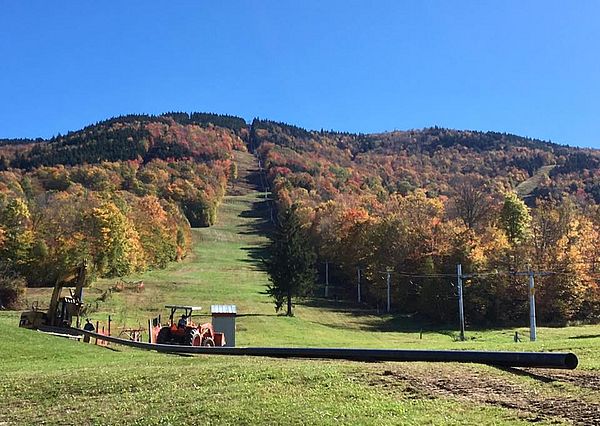 New snowmaking pipe at Magic Mountain, Vermont