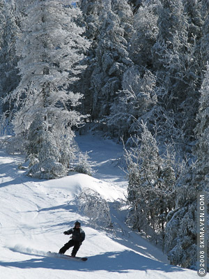 Snowboarding at Vermont's Bolton Valley Ski Resort