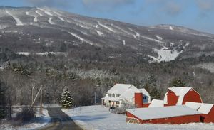 Snowy view of Okemo ski resort in Vermont