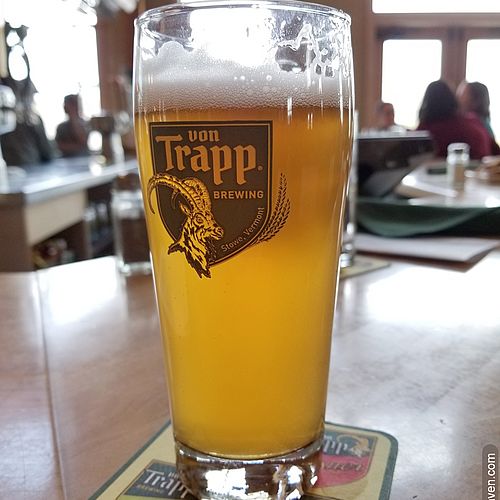 Photo of light colored beer at von Trapp brewery