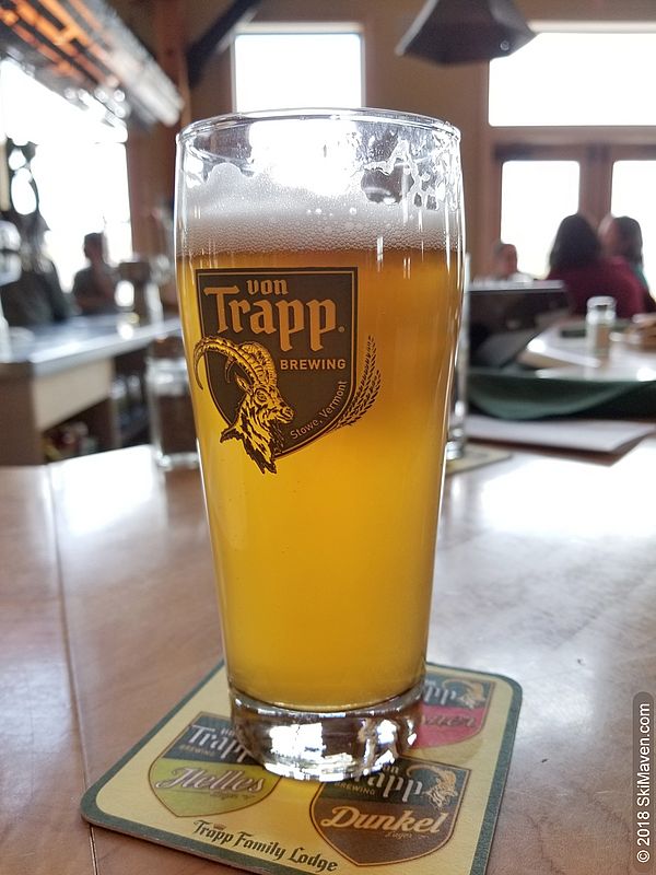 Photo of light colored beer at von Trapp brewery