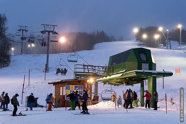 Night skiing at Bolton Valley Resort