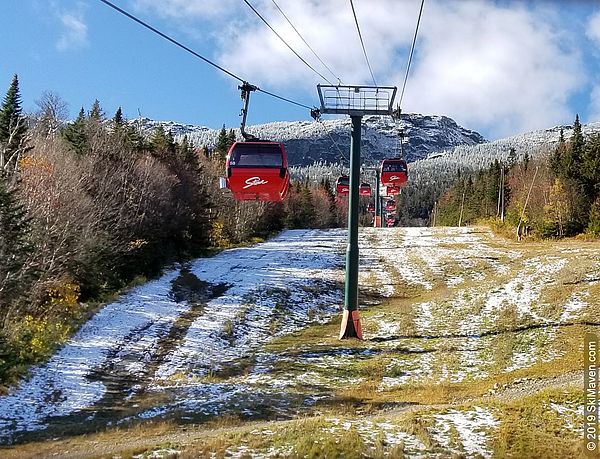 Snowy views from the gondola at Stowe Mountain Resort