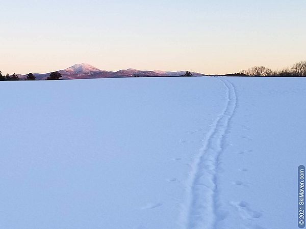 Photo of mountain view while Nordic skiing on February 8