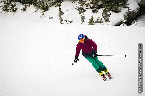 Zipping around the corners on Jester at Sugarbush, Vermont.