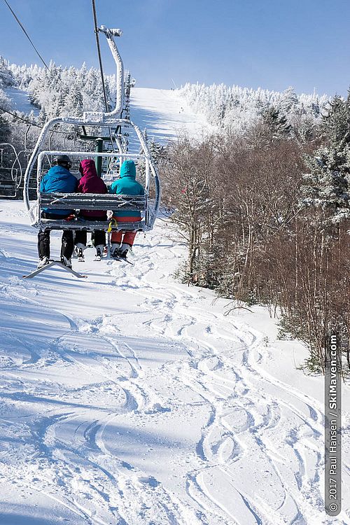 Riding the lift at Sugarbush, Vermont