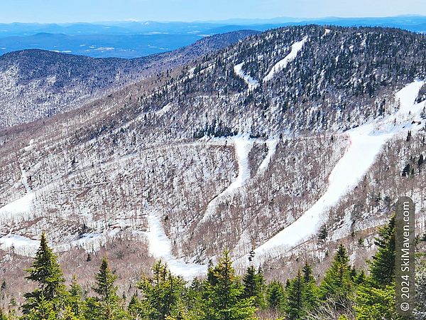 View of ski runs near the Jet ski lift and views of distant mountains