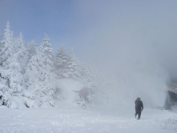 Making snow high atop Smugglers' Notch ski resort in Vermont