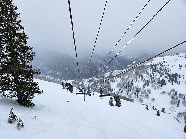 Quiet chairlift ride in Vail's Sun Down Bowl