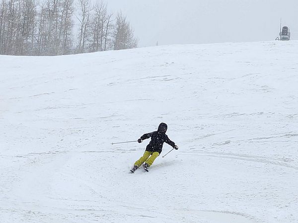 Spring skiing at Vail, Colorado, when it was still chilly