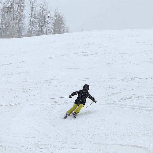 Spring skiing at Vail, Colorado, when it was still chilly