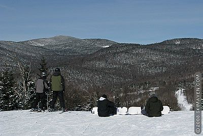 College-aged skiers and riders take to the mountains of northern Vermont.