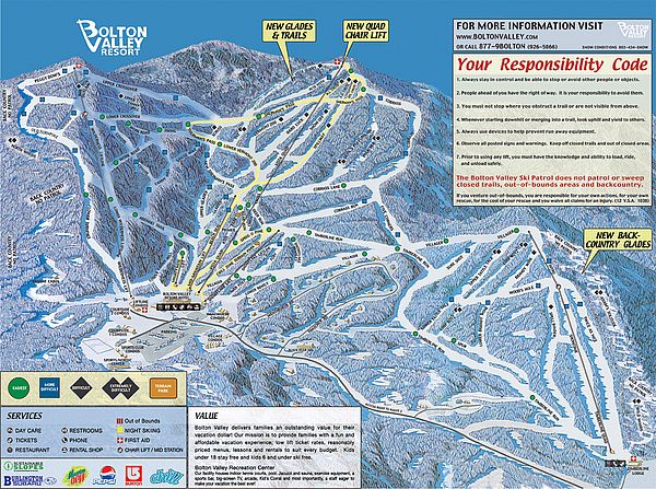 Bolton Valley Resort's downhill skiing trails