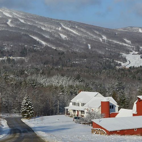 Snowy view of Okemo ski resort, Vermont