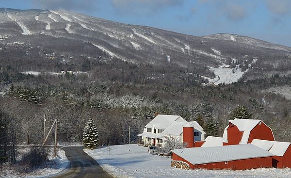 Snowy view of Okemo ski resort, Vermont