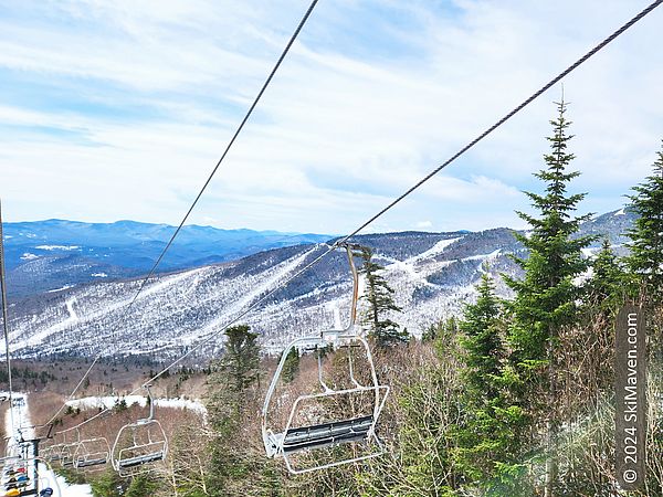 View from North Lynx chairlift looking at ski trails across the valley