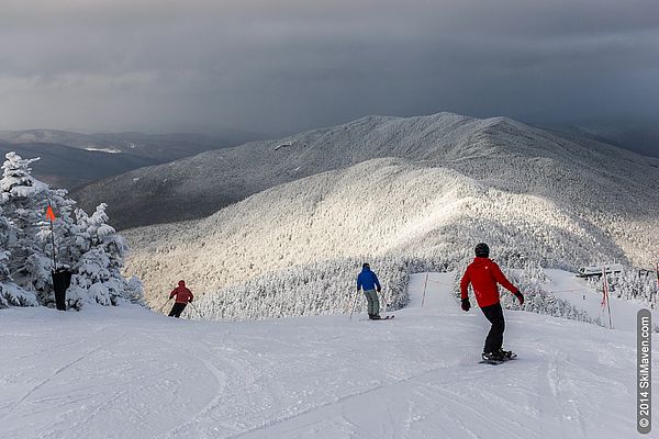 Snowy view skiing Sugarbush