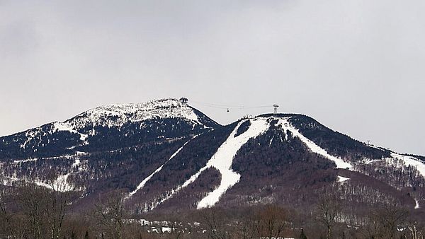 Photo of Jay Peak Resort from a distance showing the tram