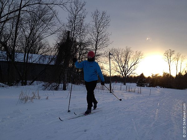 Sunset cross-country skiing