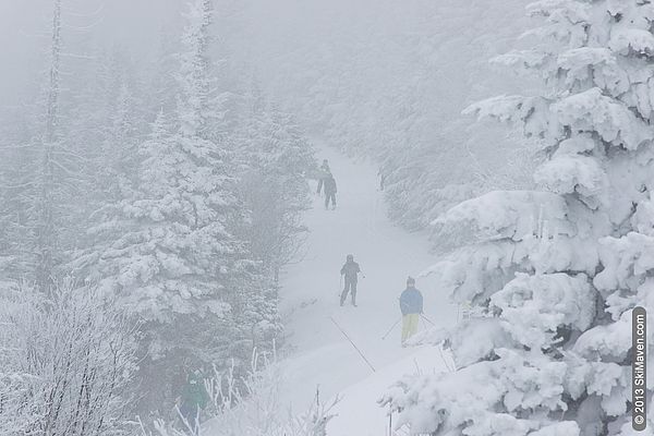 Skiing on Upper FIS at Smugglers' Notch