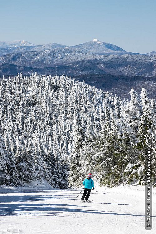 Skiing from the summit lift at Smugglers' Notch, Vermont