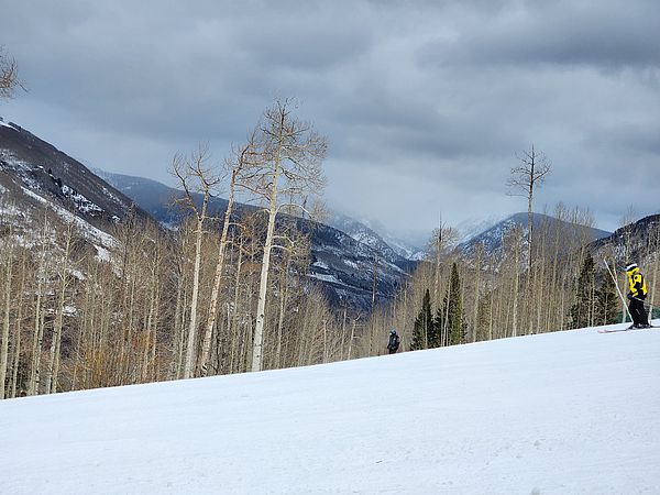 Snowy view toward Gore Range from Vail, CO