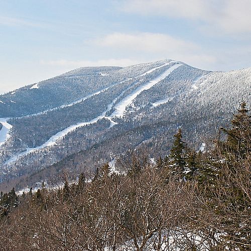 Photo of a ski resort's many trails