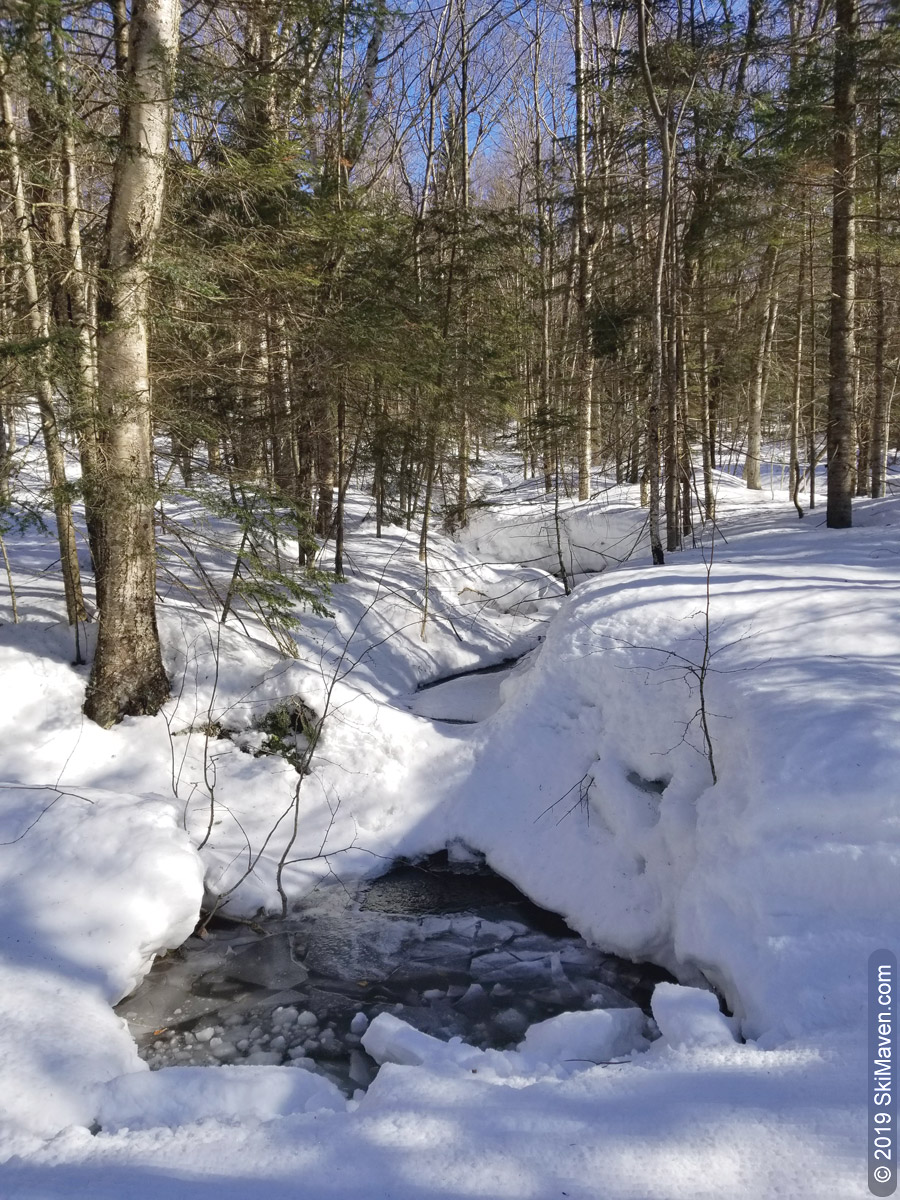 Frozen granular cross-country skiing after the rain, thaw and freeze