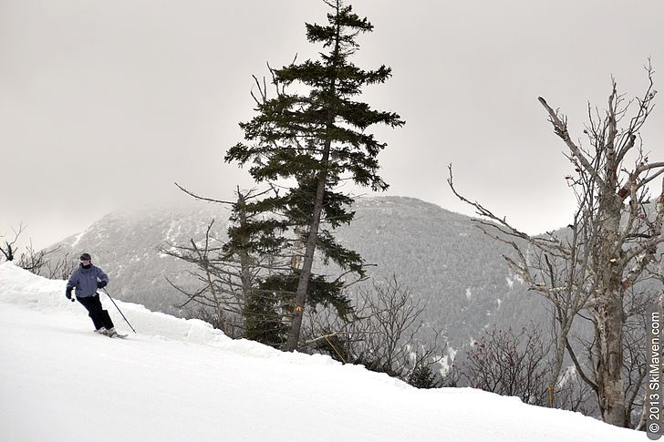 Skiing down Upper Rumrunner Skiing down Upper Rumrunner